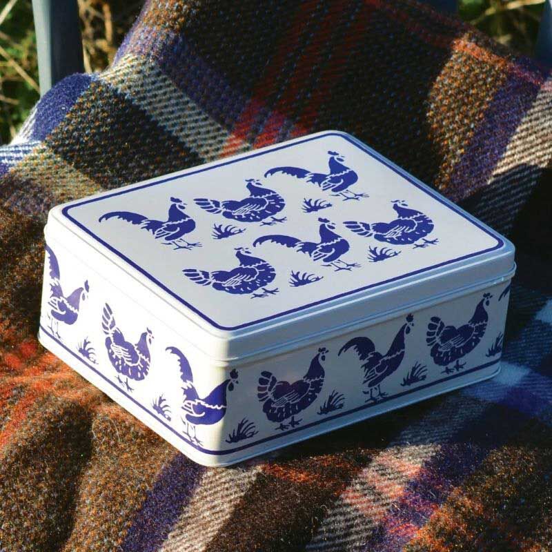 Emma Bridgewater Deep Rectangular Tin Blue Hens 195x154x75mm image number 1